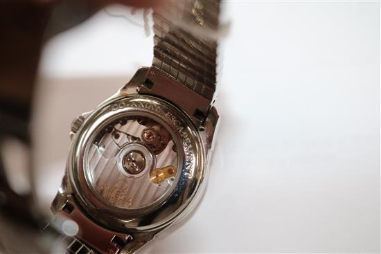 A ladys 2007/2008 stainless steel and diamond set Omega De Ville Co-Axial Chronometer wrist watch,